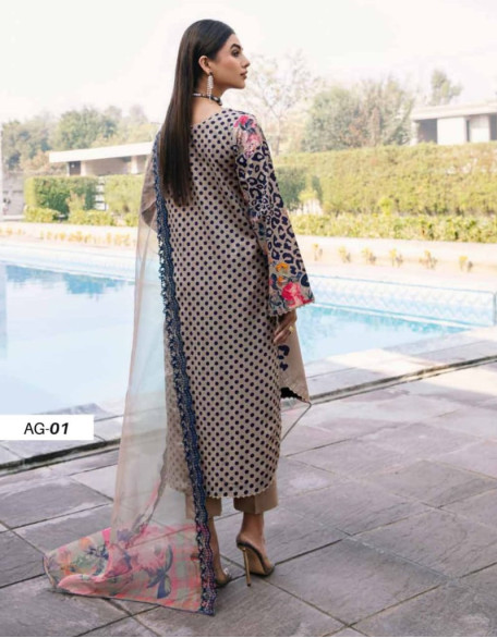 Charizma Aghaaz Embroidered Lawn’23 Unstitched A1