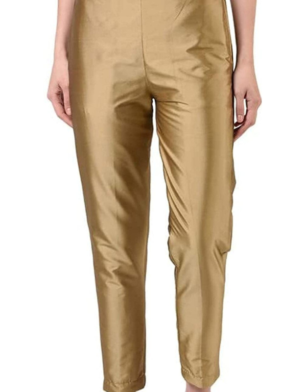 Taffeta Silk Cotton Lining Straight Pant Golden